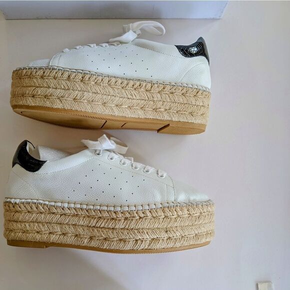 Steve Madden White Leather Platform Sneakers - Picture 6 of 8